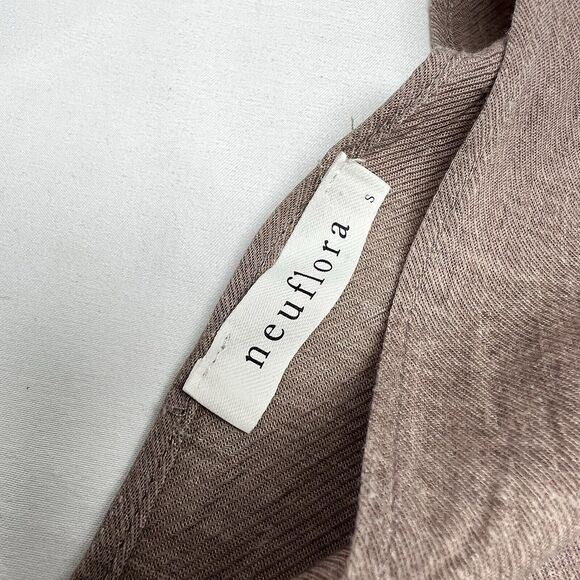 Neuflora Women's Linen Blend Midi Dress Size Small Taupe V Neck Pockets - Picture 5 of 12